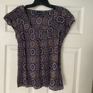 Navy women’s Patterned Short Sleeve Top